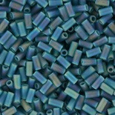 Miyuki Bugle 3mm Beads Matte transparent teal ab BGL1-2405FR